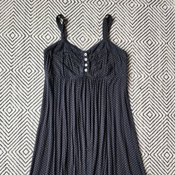 Soma Cool Nights Chemise Nightgown in Black Mod Dot, Size Medium - Picture 1 of 4